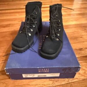 Vintage Stuart Weitzman Black Nylon Combat Boots